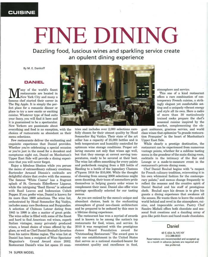 Daniel - Fine Dining. Super Model Magazine